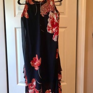 Stella & Julia Sleeveless summer dress , Size 14, Navy W/Pink Roses-